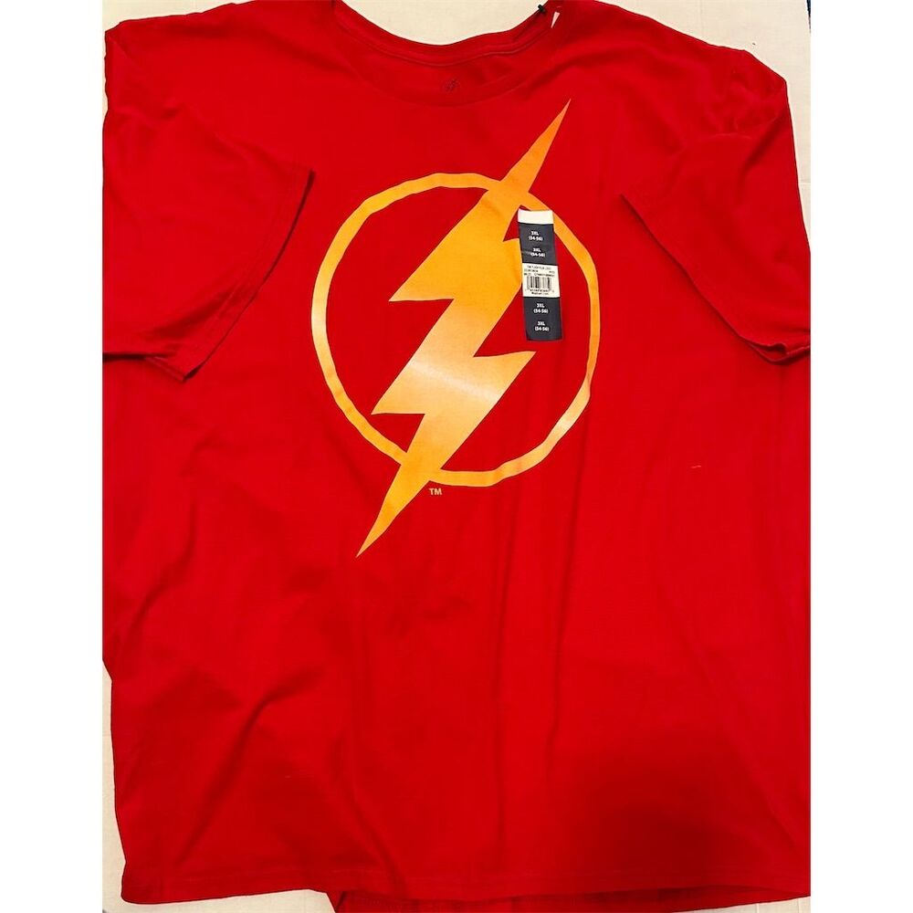 DC Comics The Flash Men's Big & Tall 3XL Red Lightning Bolt Graphic T-Shirt